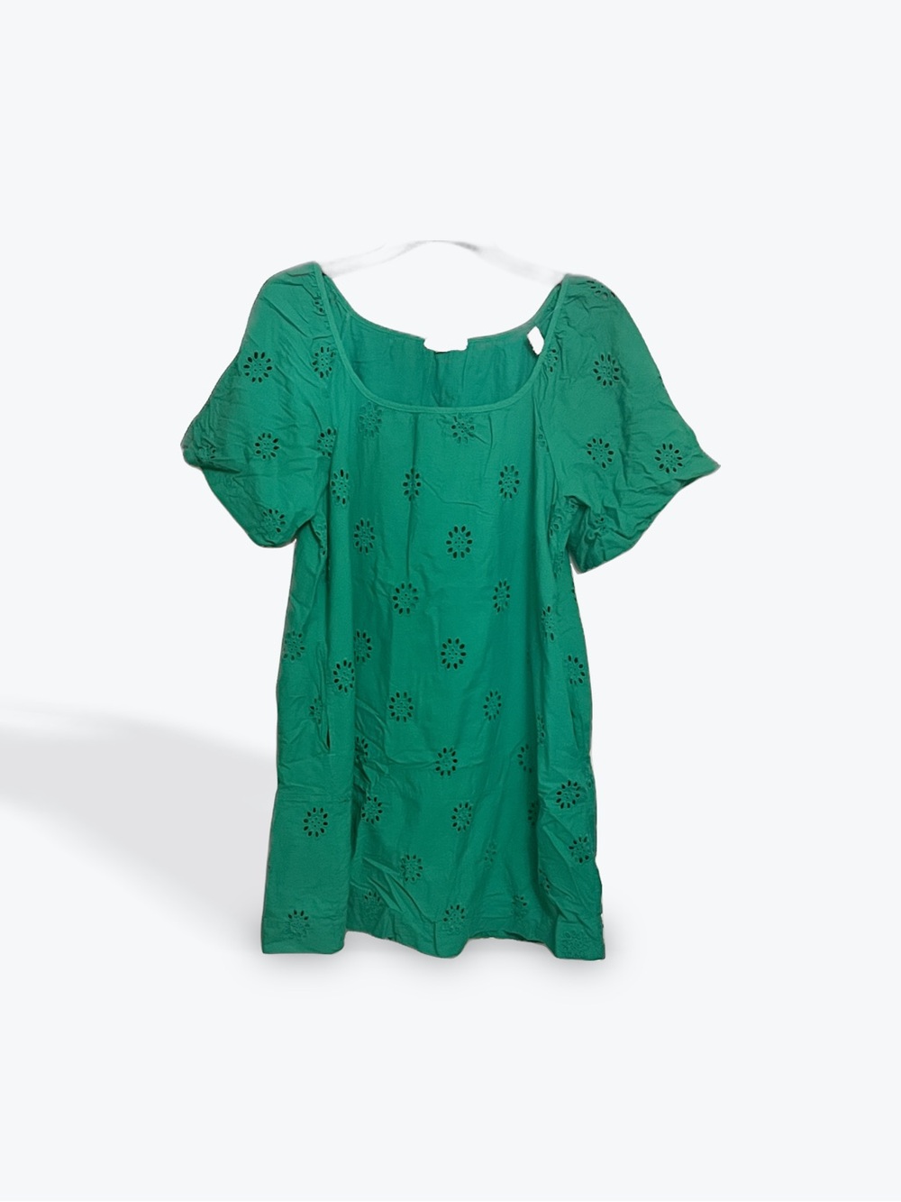 Green Eyelet Short-Sleeve Women’s Dress